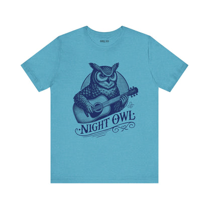 Night Owl Guitarist Music t-shirt in heather aqua