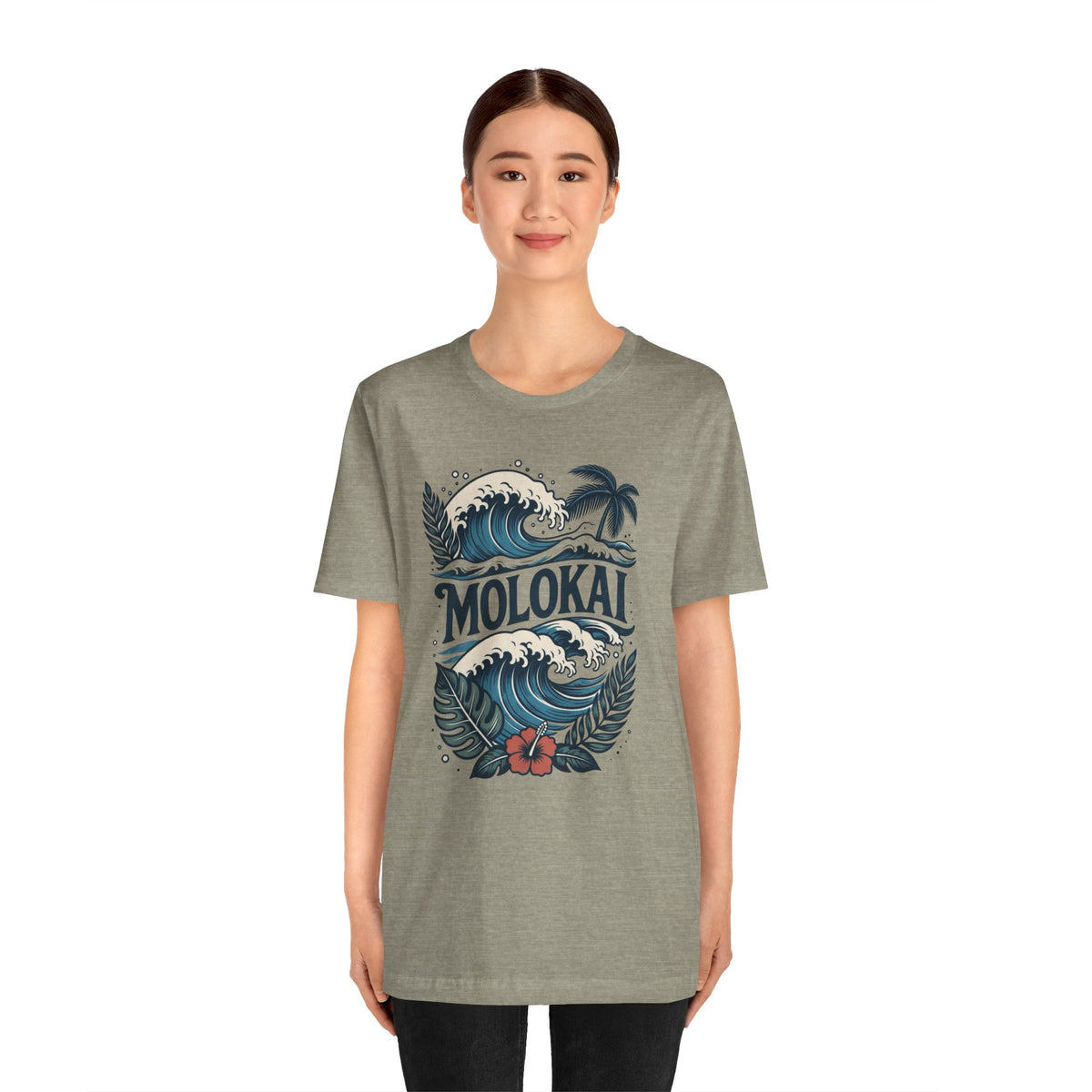 Molokai Island Wave and Palm Tree Tee
