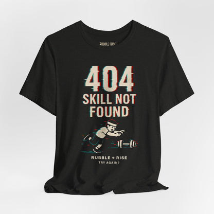 404 Skill Not Found gamer graphic tee, Black Heather