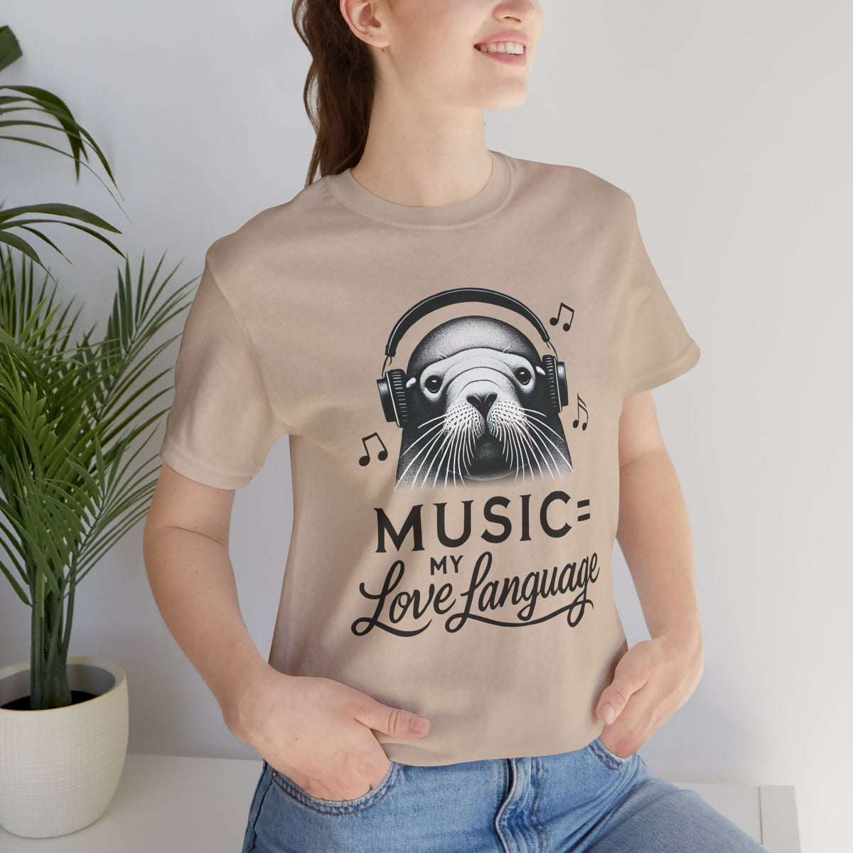 Music My Love Language Quote t-shirt in tan