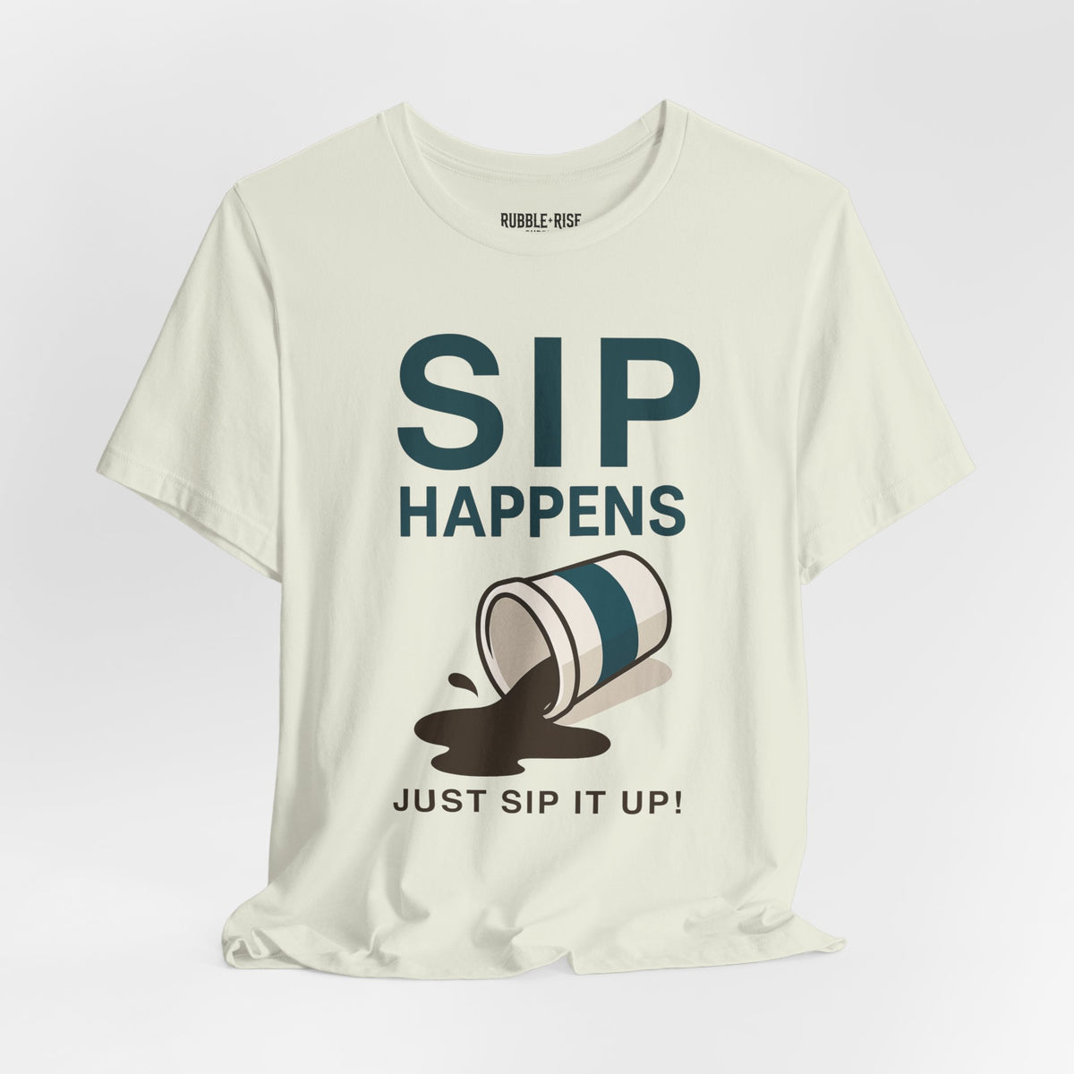Sip Happens coffee lover graphic tee, Citron