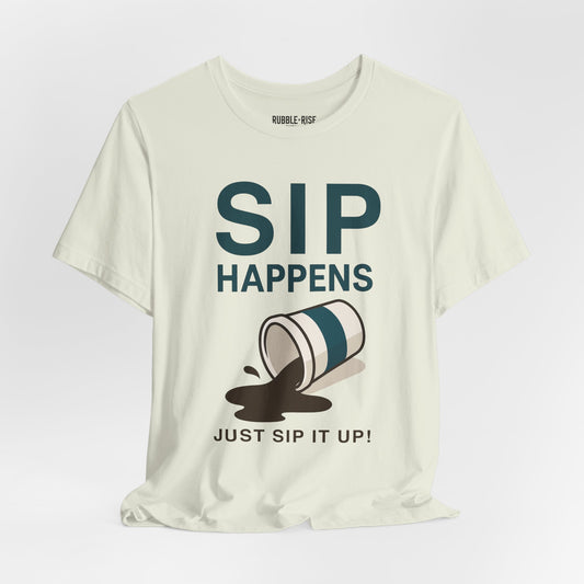 Sip Happens coffee lover graphic tee, Citron