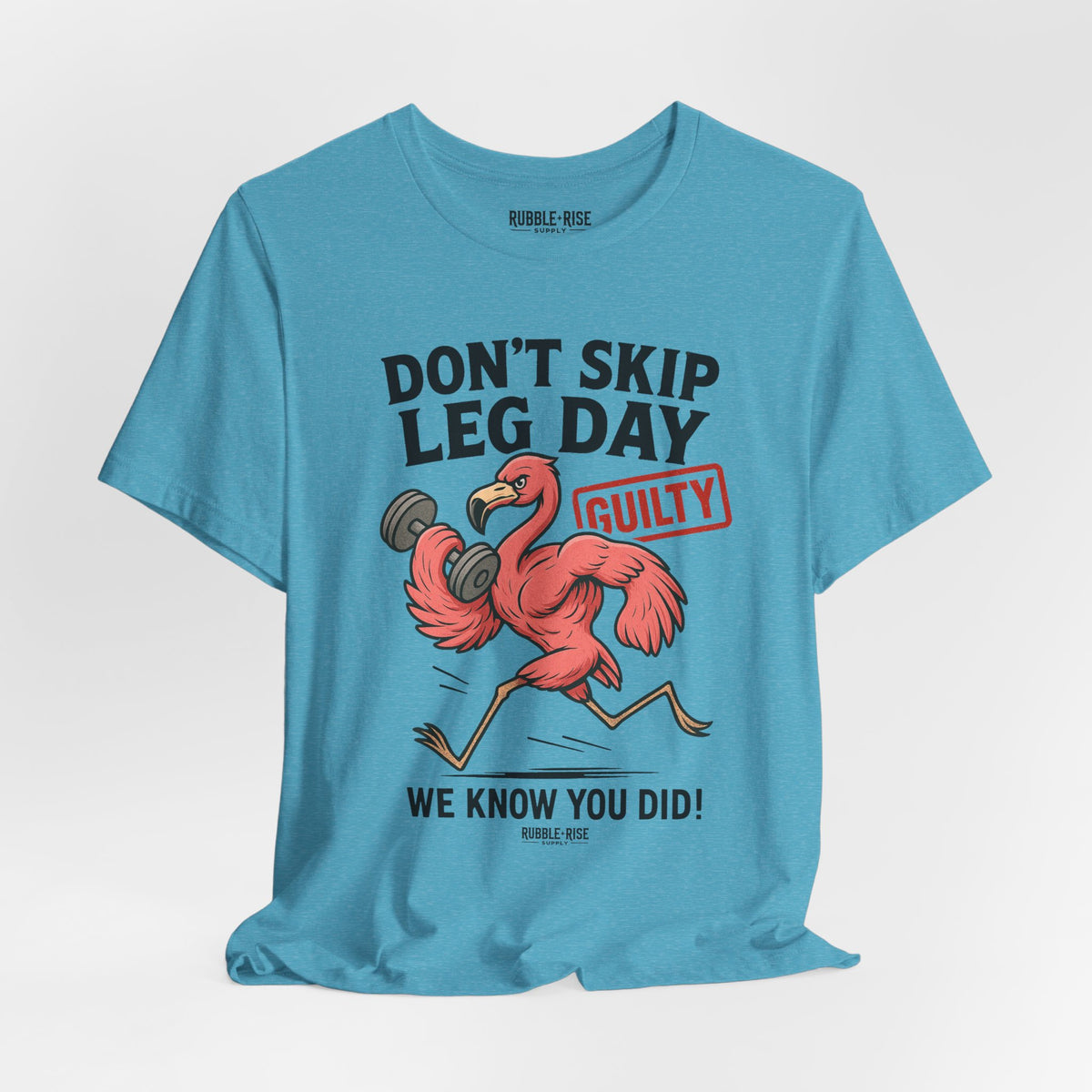 Don't Skip Leg Day Flamingo t-shirt in heather aqua