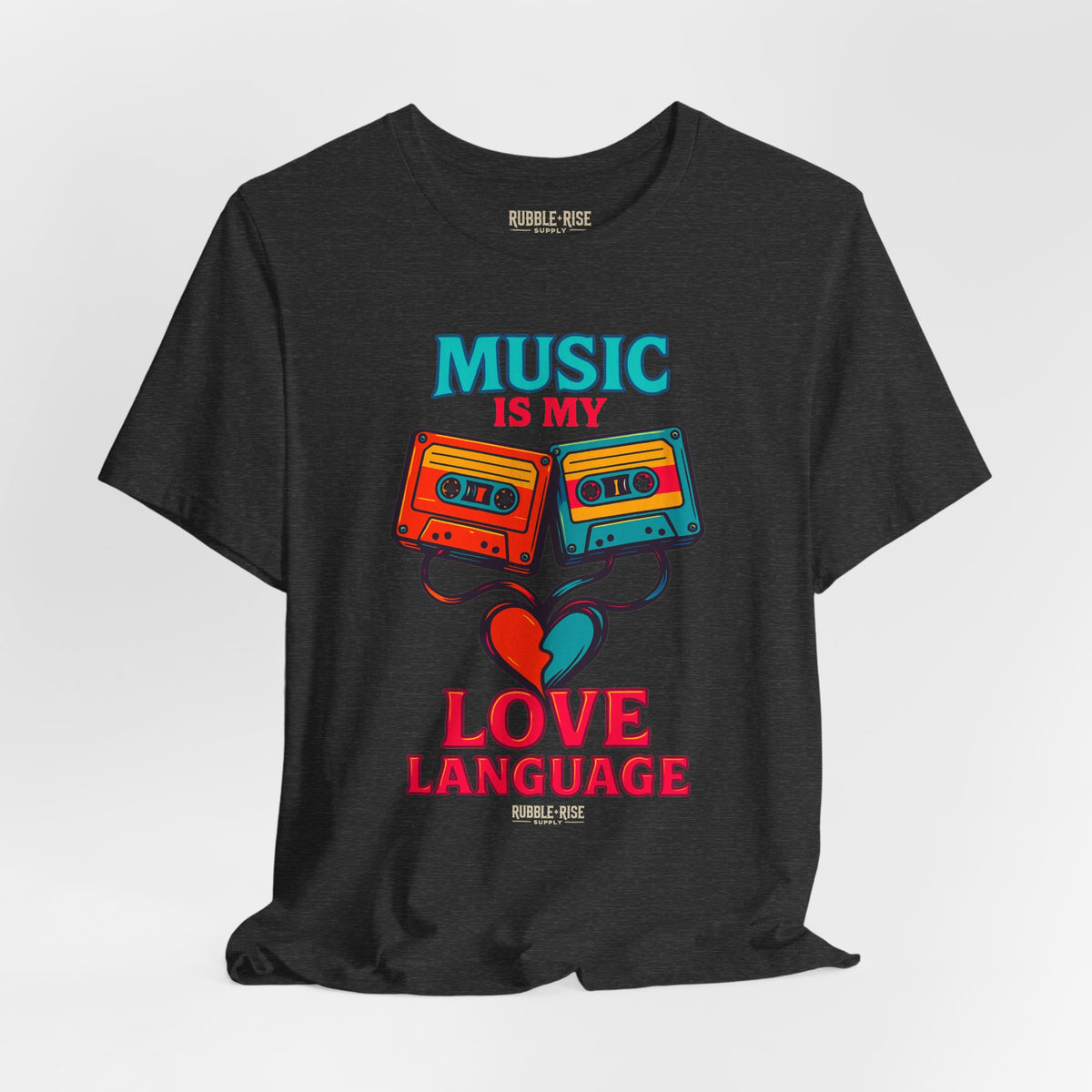Music Is My Love Language Retro Music t-shirt in dark grey heather