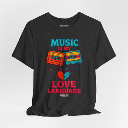 Music Is My Love Language Retro Music t-shirt in dark grey heather
