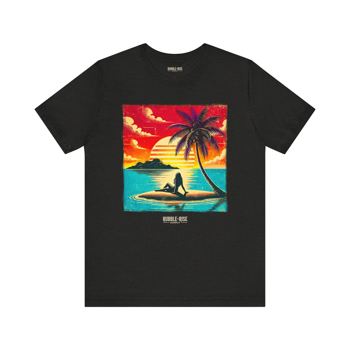 Tropical Sunset Beach t-shirt in black heather