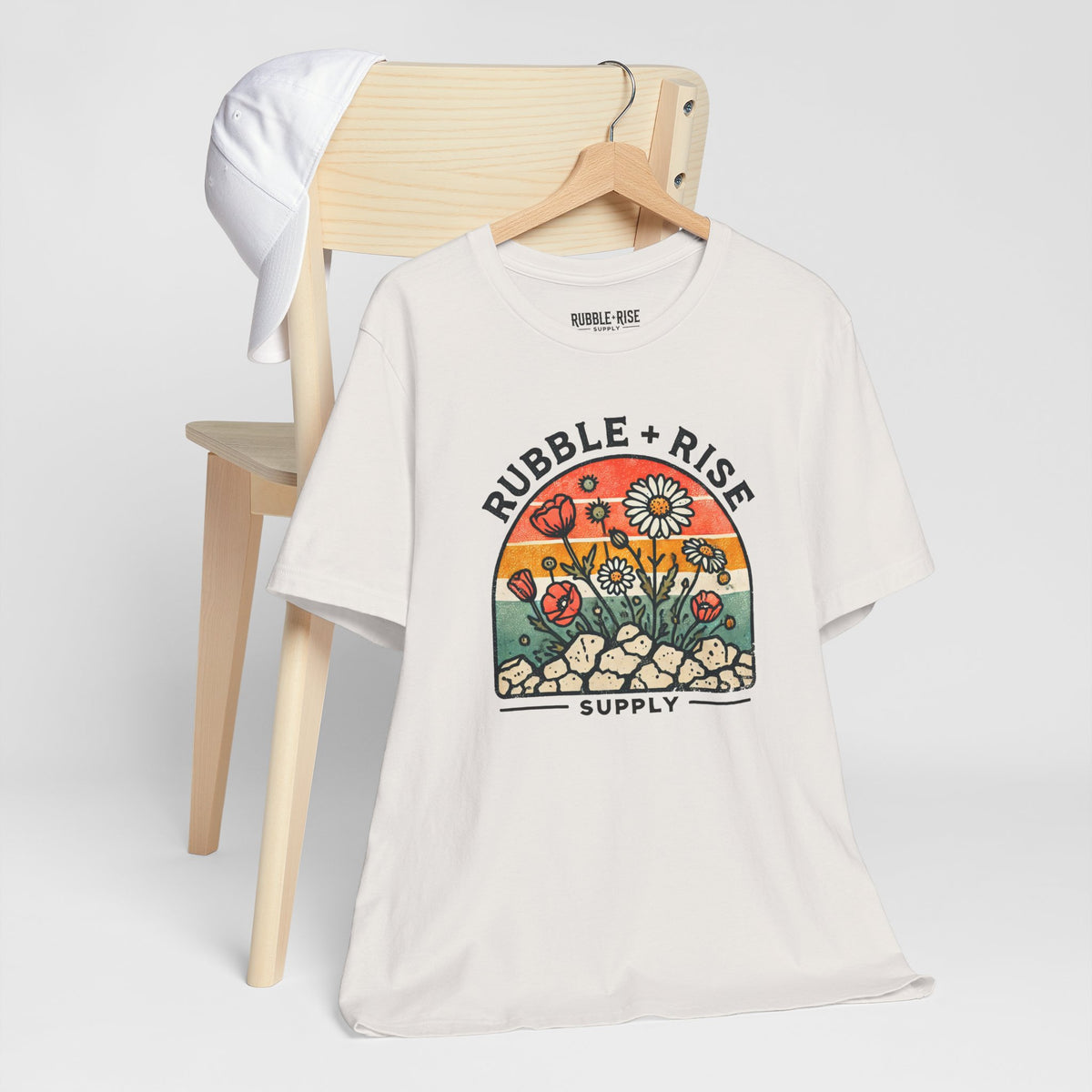 Rubble + Rise Floral Summer t-shirt in vintage white