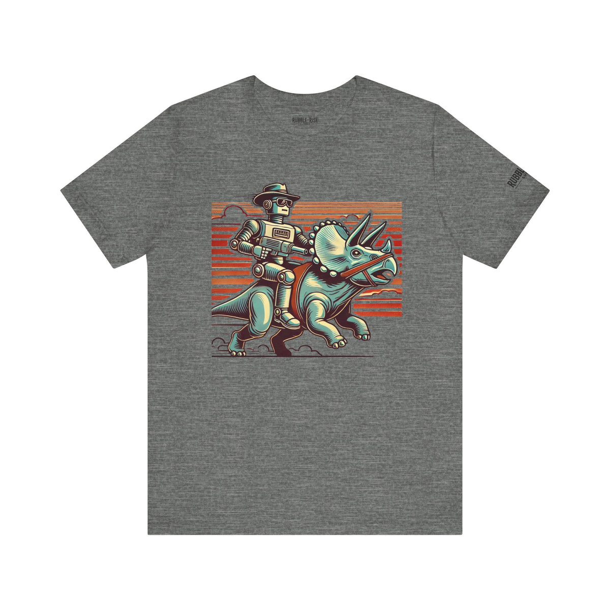 Retro Dinosaur Robot Pop Culture t-shirt in deep heather