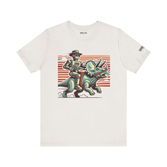 Retro Dinosaur Robot Pop Culture t-shirt in vintage white