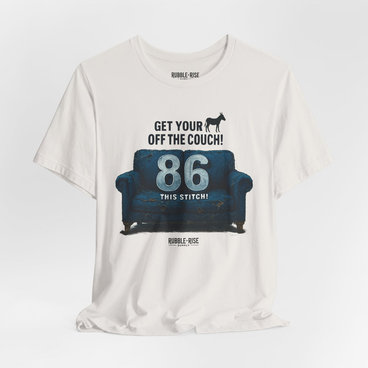 Get Your Ass off the Couch Dog t-shirt in vintage white