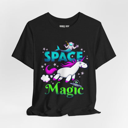 Space Magic Unicorn Fantasy t-shirt in solid black blend