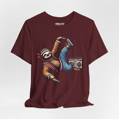 Breakdance Sloth Music t-shirt in maroon