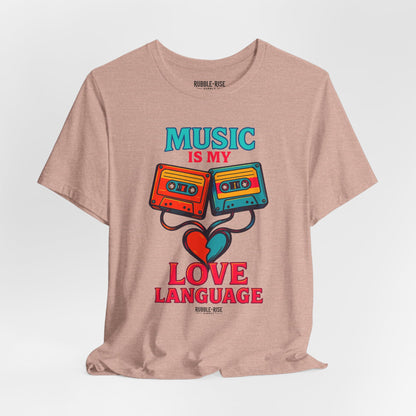 Music Is My Love Language Retro Music t-shirt in heather prism peach