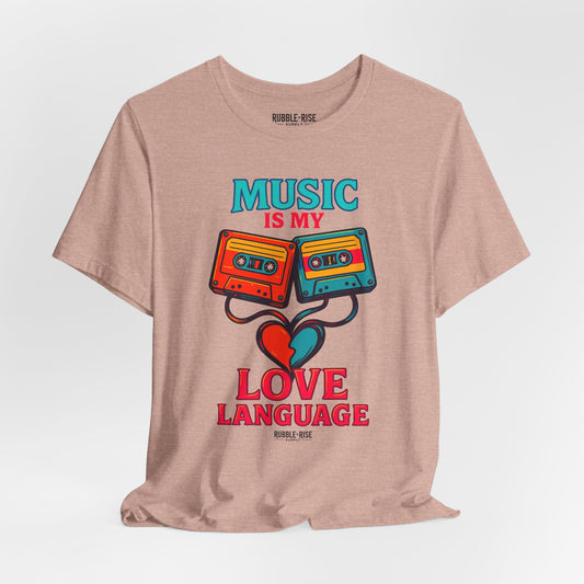 Music Is My Love Language Retro Music t-shirt in heather prism peach