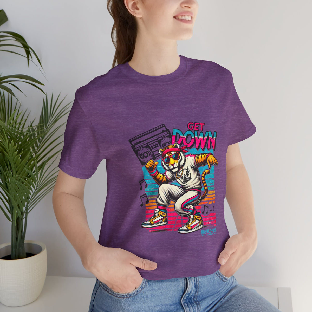 Get Down Dancing Tiger Retro Boombox t-shirt