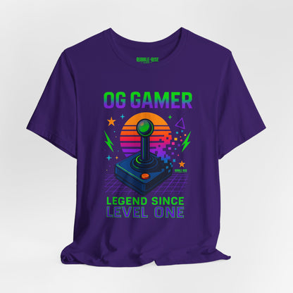 OG Gamer Legend Since Level One t-shirt in team purple