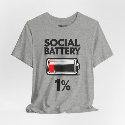 Social Battery 1% introvert graphic tee, Athletic Heather
