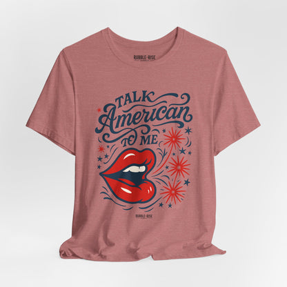 Talk American to Me Americana t-shirt in heather mauve