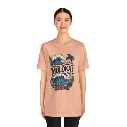 Molokai Island Wave and Palm Tree Tee