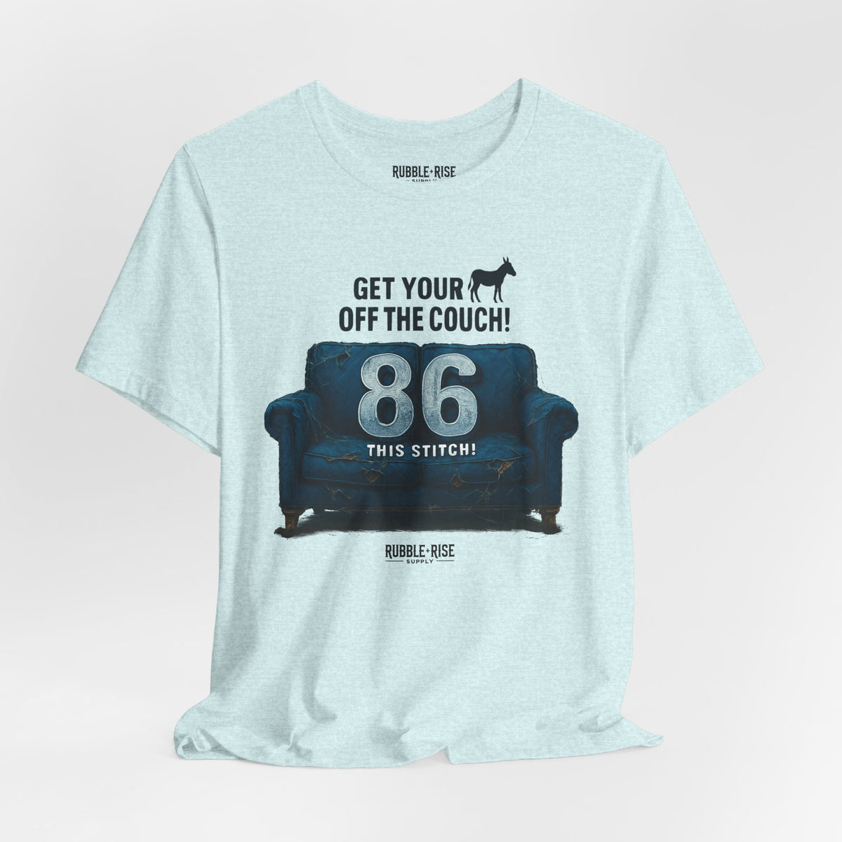 Get Your Ass off the Couch Dog t-shirt in heather prism ice blue