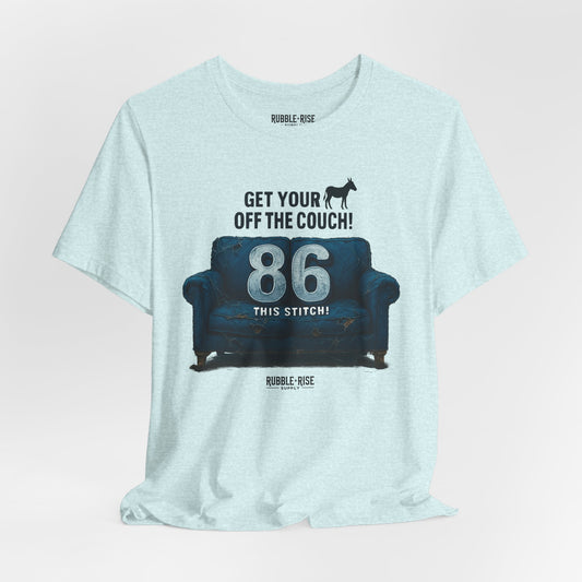 Get Your Ass off the Couch Dog t-shirt in heather prism ice blue